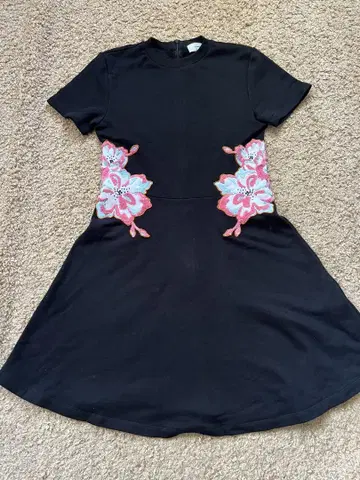 CARVEN 꽃무늬 자수 반팔 원피스 S