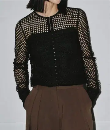 TODAYFUL Mesh Shirring Cardigan 블랙