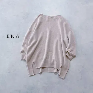 이에나 울 100% 포근한 니트탑 긴 길이 핑크 베이지 IENA