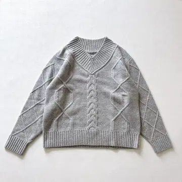 띠어리 럭스 24AW 울 캐시미어 V넥 케이블 니트 M