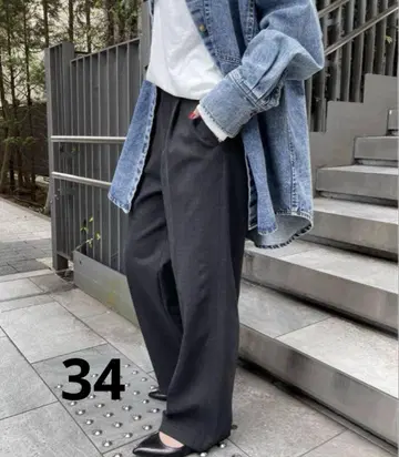 Spick and Span 하이브리드W 크로스 원턱 팬츠 34