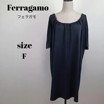 [ a1997 ] 페라가모 반팔 개더 원피스 블랙 F
