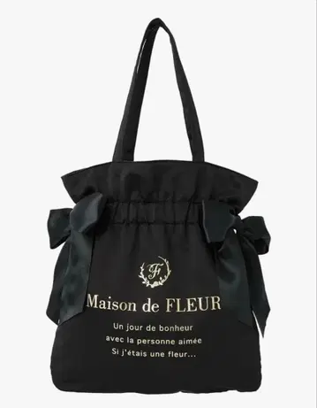 Maison de FLEUR 더블 리본 토트 백 블랙