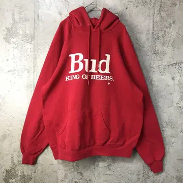 di32 구제 의류 BUD 버드와이저 기업 맨투맨 후드티 USA제 빨간색