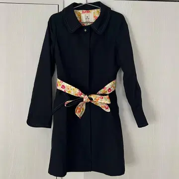 [ef-de] 네이비 트렌치코트 플라워 벨트 포함