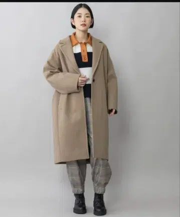 베이지 오버 사이즈 롱 코트