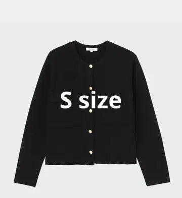 PLST 메탈 버튼 크루넥 가디건 S 블랙