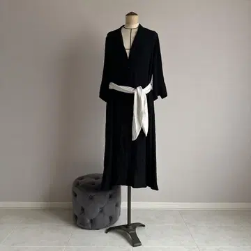 블랙 롱 원피스 허리 리본 포함 ZARA