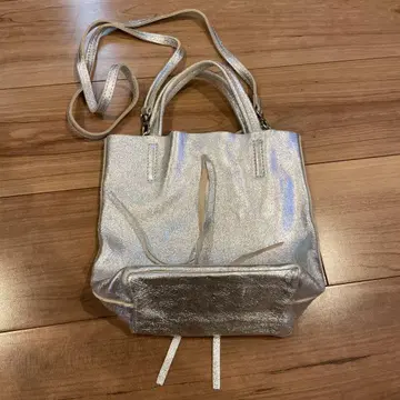 Genuine Leather 실버 숄더백