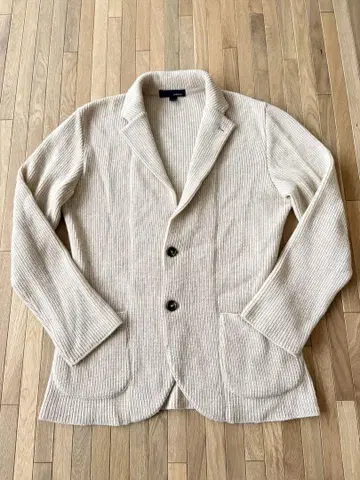 LARDINI 베이지 리브 블레이저 타입 가디건