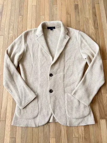 LARDINI 베이지 리브 블레이저 타입 가디건