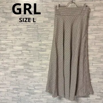 그레일 스커트 [L] 베이지 하운드투스 패턴 플레어 성인 여성