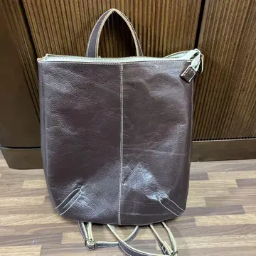 PWARO 다크 브라운 가죽 토트백 백팩 남녀 공용