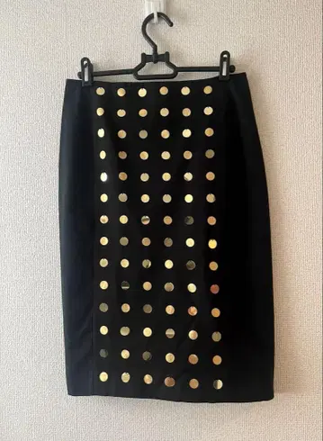 KATE SPADE SATURDAY 블랙 타이트 스커트 금 스팽글 도트