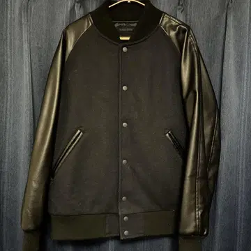 블랙 울 가죽 바시티 자켓 UNIQLO 사이즈 XL