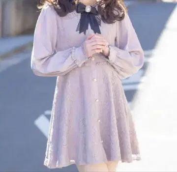ROJITA 비쥬 브로치 포함 전체 레이스 원피스