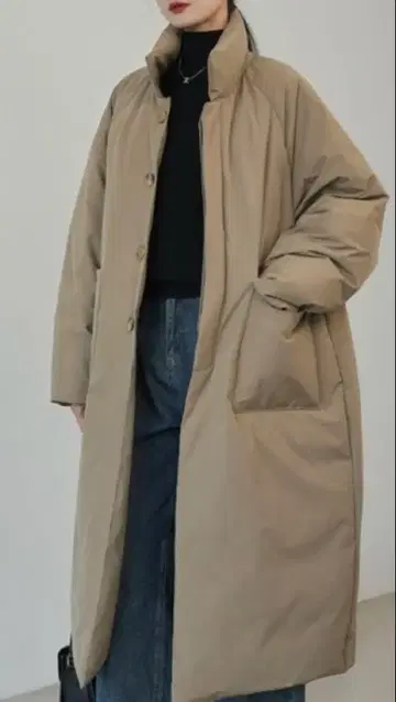 [ 미사용 새상품 ] 리찌 오버 사이즈 스탠드 카라 에코 다운 롱 코트