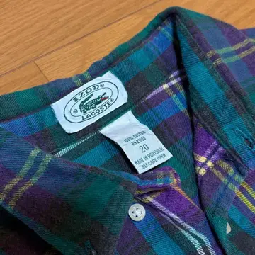초레어 90s IZOD LACOSTE 체크 무늬 긴팔 플란넬 셔츠