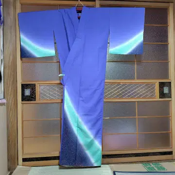 춤추기용 기모노 화학 섬유 보라색과 청록색의 그라데이션