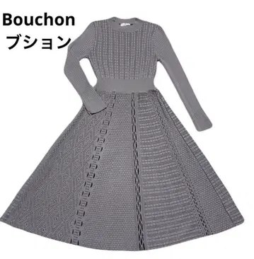 Bouchon 부숑 스콧 클럽 니트 원피스 긴팔 A라인 M