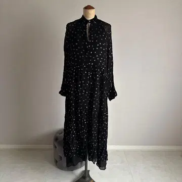 블랙 도트 무늬 롱 원피스 ZARA