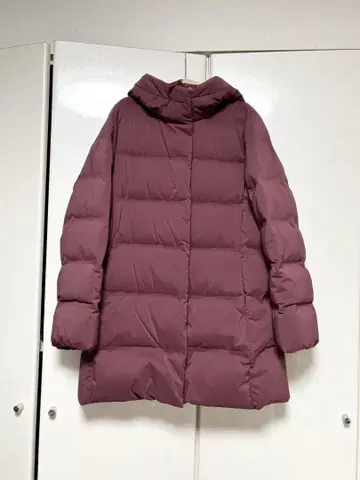 퍼플 후드 부착 다운 자켓 M 사이즈