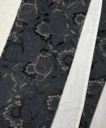반폭 오비 백화 MOMOKA 자수 보타니컬 초화 그레이 x 화이트