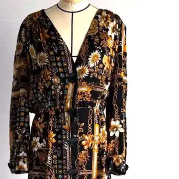 플라워 프린트 긴팔 롱 원피스 ZARA