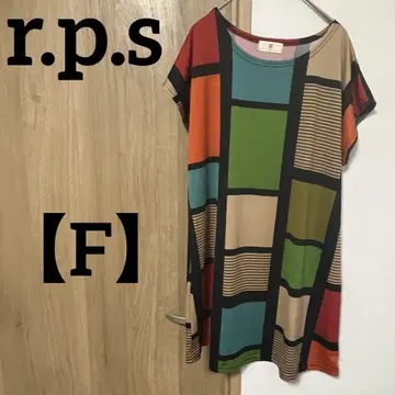 새상품급 r.p.s [ F ] 컬러풀 기하학 패턴 반팔 원피스 레트로