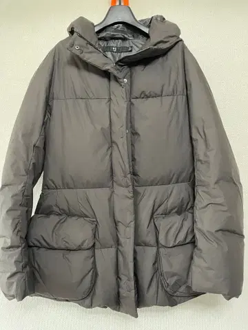 +J 후드 부착 다운 자켓 XL 다크 브라운