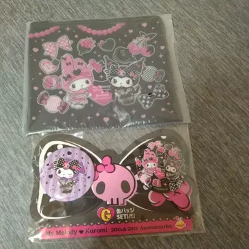 My Melody & Kuromi 캔뱃지 세트 & 플랫 파우치