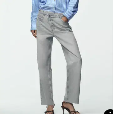 ZARA 스트레이트 앵클 하이웨스트 크로스 허리