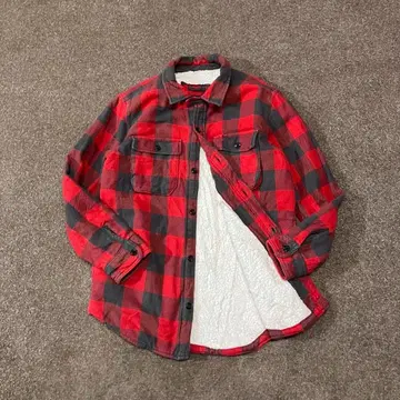 빈티지 긴팔 플란넬 셔츠 보아 안감 갭 키즈 버팔로 체크