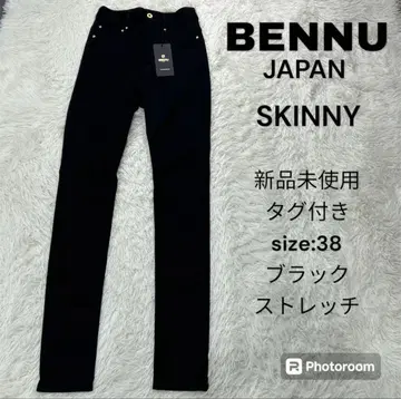 BENNU 베누 스키니 38 블랙 골드 버튼 스트레치 새상품