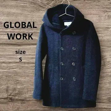[ GLOBAL WORK ] 후드 부착 피코트 모 54% 네이비 S