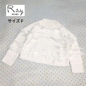 [새상품급] 레이빔즈 프린지 스웨터 화이트 긴팔 쿨넥