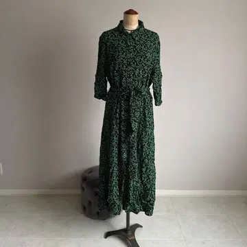 그린 컬러 꽃무늬 셔츠 원피스 ZARA