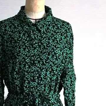 그린 컬러 꽃무늬 셔츠 원피스 ZARA