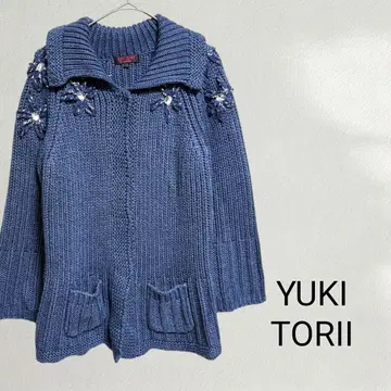 YUKI TORII 니트 자켓 파랑 비쥬 새상품급 가을 겨울 40