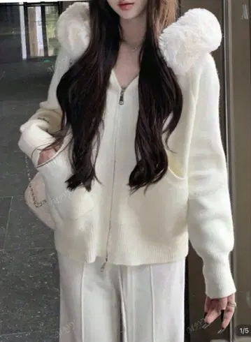 SHEIN 퍼 후드티 니트 후드티 후데트 니트 가디건