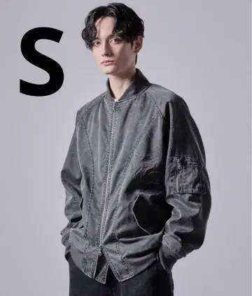 CLEL 빈티지 디자인 숏 MA-1 블루종 차콜 그레이
