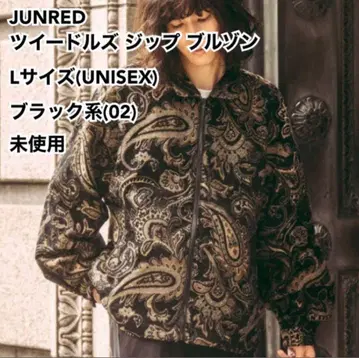 JUNRED 트위드 지퍼 블루종 L 블랙 계열(02) 미사용