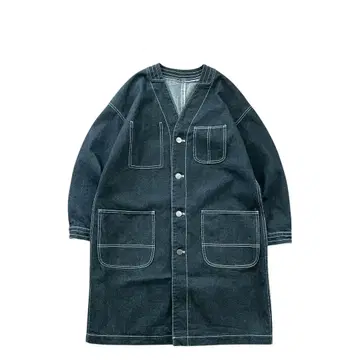 [ 새상품급 ] Vintage 00s 데님 샵코트 노카라 자켓