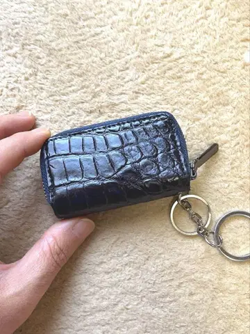 네이비 나염 크로커다일 키케이스 핸드메이드 일본제