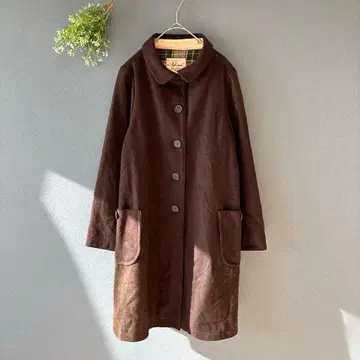니코앤드 [F] 성인 내추럴 안감 체크 무늬 라운드 옷깃 울 블렌드 코트