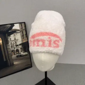 Emis 화이트 니트 모자 로고