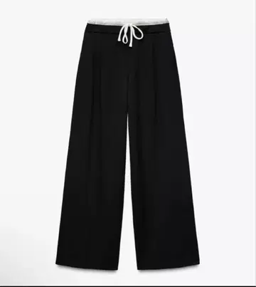 ZARA 와이드 레그 팬츠 더블 허리 밴딩 XS