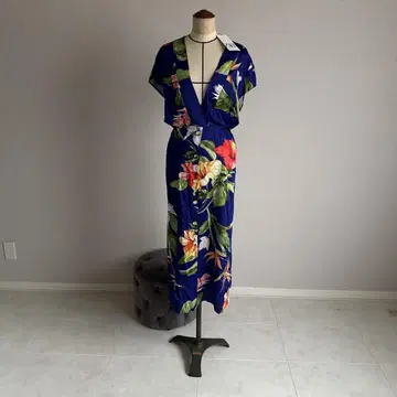 플라워 프린트 반팔 롱 원피스 ZARA
