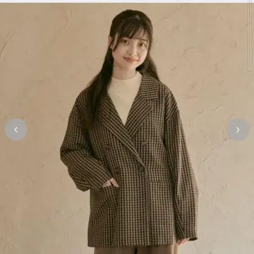 시마무라 choco 체크 무늬 오버 사이즈 자켓 M