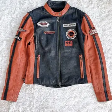 새상품급 할리데이비슨 가죽 자켓 싱글 바이컬러 와펜